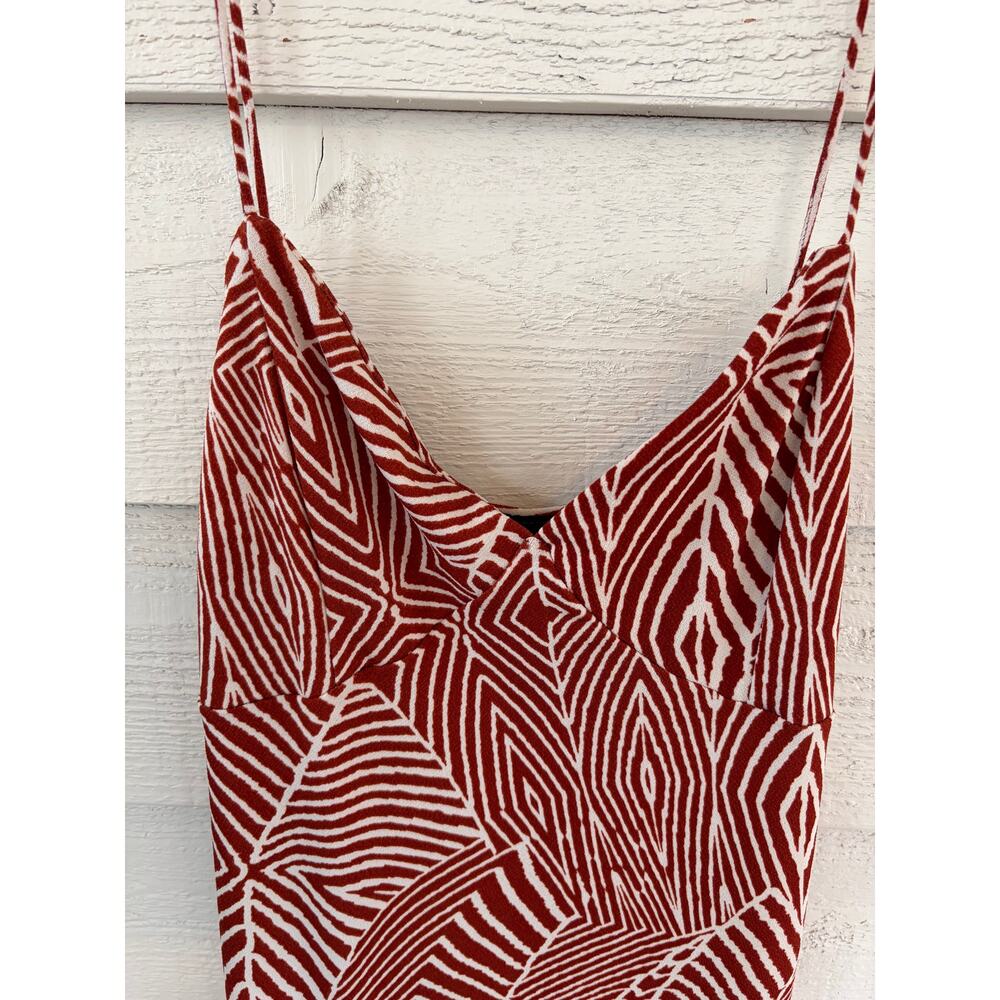 Windsor Red White Geometric Print Midi Dress Size M Spaghetti Strap Slip Dress - Picture 4 of 7